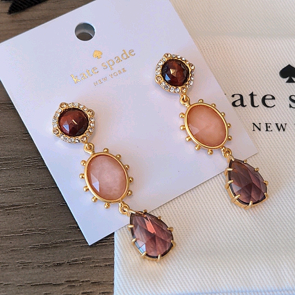 NEW Kate Spade Linear Drop Earrings in Berry Multi - Picture 6 of 9
